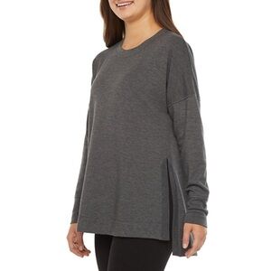 New w/ Tags Crew Neck Hi Slit Pullover Charcoal Grey Sweater